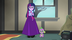 Size: 1280x714 | Tagged: safe, artist:starman1999, derpibooru import, edit, edited screencap, screencap, spike, twilight sparkle, twilight sparkle (alicorn), alicorn, human, equestria girls, rainbow rocks, clothes, humanized, long skirt, skirt