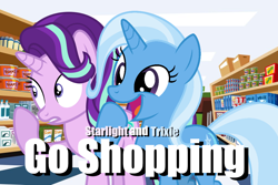 Size: 1024x685 | Tagged: safe, artist:catpaw616, derpibooru import, starlight glimmer, trixie, pony, unicorn, female, mare, open mouth, raised hoof, raised leg, smiling