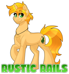 Size: 1280x1375 | Tagged: safe, artist:missbramblemele, derpibooru import, oc, oc:rustic rails, pony, unicorn, male, simple background, solo, stallion, transparent background