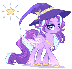 Size: 1557x1492 | Tagged: safe, artist:gihhbloonde, derpibooru import, oc, oc only, pegasus, pony, female, hat, magical lesbian spawn, mare, offspring, parent:pipp petals, parent:trixie, simple background, solo, transparent background, witch hat