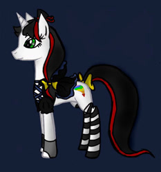 Size: 600x644 | Tagged: safe, alternate version, artist:binikastar, derpibooru import, oc, oc only, pony, unicorn, clothes, colored, female, hat, horn, mare, socks, striped socks, unicorn oc