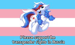 Size: 1024x614 | Tagged: safe, artist:hioshiru, edit, oc, oc:marussia, nation ponies, pride, pride flag, russia, transgender pride flag