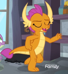 Size: 724x783 | Tagged: safe, derpibooru import, screencap, smolder, spike, dragon, molt down, cropped, dragoness, female, solo focus