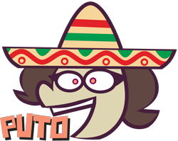 Size: 2812x2240 | Tagged: safe, artist:threetwotwo32232, derpibooru import, oc, oc only, female, hat, mare, simple background, solo, sombrero, spanish, swearing, transparent background, vulgar