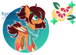 Size: 1024x747 | Tagged: safe, artist:kazziepones, derpibooru import, oc, oc only, oc:blood orange, bat pony, pony, clothes, female, mare, scarf, simple background, solo, transparent background