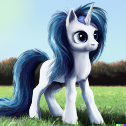 Size: 1024x1024 | Tagged: safe, derpibooru import, machine learning generated, oc, oc:mysza, unicorn, blue eyes, blue mane, dall-e 2, female, solo