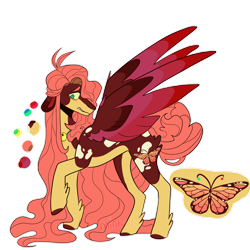 Size: 1920x1920 | Tagged: safe, artist:mintyo0s, derpibooru import, fluttershy, butterfly, pegasus, pony, feathered fetlocks, female, looking back, mare, raised hoof, raised leg, redesign, simple background, solo, story included, transparent background, wings