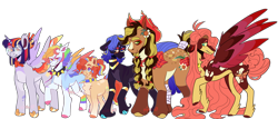 Size: 8704x3732 | Tagged: safe, artist:mintyo0s, derpibooru import, applejack, fluttershy, pinkie pie, rainbow dash, rarity, twilight sparkle, twilight sparkle (alicorn), alicorn, earth pony, pegasus, pony, unicorn, female, flower, flower in hair, hat, looking back, mane six, mare, redesign, simple background, transparent background