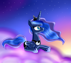 Size: 1351x1201 | Tagged: safe, artist:lelka-philka, derpibooru import, princess luna, alicorn, pony, female, lying down, prone, solo