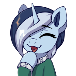 Size: 512x512 | Tagged: artist needed, safe, derpibooru import, oc, oc only, oc:river swirl, pony, unicorn, equestria at war mod, clothes, eyes closed, female, laughing, mare, simple background, solo, transparent background