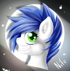 Size: 795x806 | Tagged: safe, artist:knifeh, derpibooru import, oc, oc only, oc:nife, pony, bust, grin, male, portrait, smiling, solo