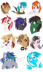 Size: 960x1600 | Tagged: safe, artist:knifeh, derpibooru import, oc, oc only, oc:dbpony, oc:storm feather, earth pony, pegasus, pony, unicorn, bust, portrait, raspberry, simple background, tongue, tongue out, white background