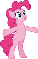Size: 594x911 | Tagged: safe, artist:sollace, derpibooru exclusive, derpibooru import, pinkie pie, earth pony, pony, a trivial pursuit, .svg available, bipedal, cute, diapinkes, female, happy, mare, open mouth, open smile, simple background, smiling, solo, spread arms, standing, svg, transparent background, vector