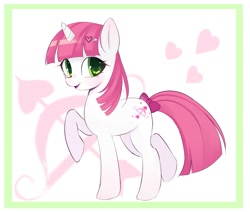 Size: 1179x1000 | Tagged: safe, artist:idiotfleshh, derpibooru import, lovestruck, pony, unicorn, cutie mark, female, hairpin, heart, horn, looking at you, mare, raised hoof, raised leg, simple background, solo, white background