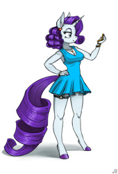 Size: 814x1200 | Tagged: safe, artist:lexx2dot0, derpibooru import, rarity, anthro, unguligrade anthro, unicorn, clothes, dress, female, looking at something, mare, simple background, smiling, solo, white background