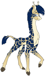 Size: 1624x2748 | Tagged: safe, artist:lionmushrooms, derpibooru import, oc, oc only, oc:procerus, giraffe, blue eyes, chest fluff, cloven hooves, ear tufts, long neck, looking at you, mohawk, simple background, solo, spots, transparent background