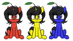 Size: 892x510 | Tagged: safe, artist:seafooddinner, derpibooru import, oc, oc:anon filly, earth pony, pony, earth pony oc, female, filly, foal, leaf, looking at you, pikmin, pikmin (series), simple background, sitting, white background