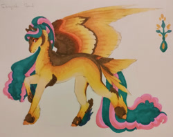 Size: 1920x1520 | Tagged: safe, artist:eothnoguy-art, derpibooru import, oc, oc only, oc:isayah seed, pegasus, pony, solo, tail, tail feathers, traditional art