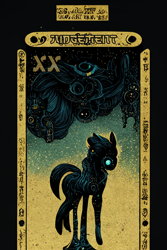 Size: 1024x1536 | Tagged: safe, artist:gnosys, derpibooru import, generator:midjourney, machine learning generated, part of a set, cyclops, pony, fanfic:revanchism, abstract, fanfic art, judgement, machine learning abomination, major arcana