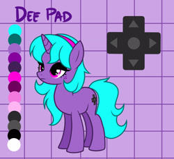 Size: 2475x2256 | Tagged: safe, artist:tomi_ouo, derpibooru import, oc, oc only, oc:dee pad, pony, unicorn, cutie mark, female, reference sheet, solo