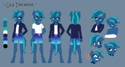 Size: 4393x2349 | Tagged: safe, artist:tomi_ouo, derpibooru import, oc, oc only, oc:sea dreamer, anthro, unguligrade anthro, unicorn, male, reference sheet, solo