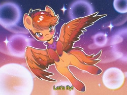 Size: 2048x1535 | Tagged: safe, artist:pierogarts, derpibooru import, oc, pegasus, pony, '90s, 90s anime, anime, female, looking at you, male, mare, solo, spread wings, stallion, wings