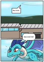 Size: 1280x1811 | Tagged: safe, artist:rex-equinox, derpibooru import, part of a set, princess ember, dragon, comic:wheels over wings, comic, commission, flying, speech bubble