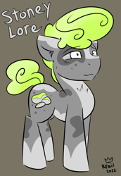 Size: 990x1440 | Tagged: safe, artist:kingkrail, derpibooru import, oc, oc only, oc:stoney lore, earth pony, pony, colt, foal, male, pompadour, solo