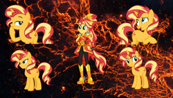 Size: 1280x720 | Tagged: safe, artist:amadondawn, artist:andoanimalia, derpibooru import, sunset shimmer, pony, unicorn, equestria girls, boots, crystal guardian, female, high heel boots, shoes, simple background, solo, transparent background