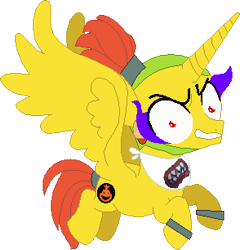 Size: 294x306 | Tagged: safe, artist:selenaede, artist:victorfazbear, derpibooru import, alicorn, pony, alicornified, bandana, barely pony related, base used, bowser jr, crossover, gritted teeth, looking at you, ponified, race swap, simple background, super mario bros., teeth, transparent background