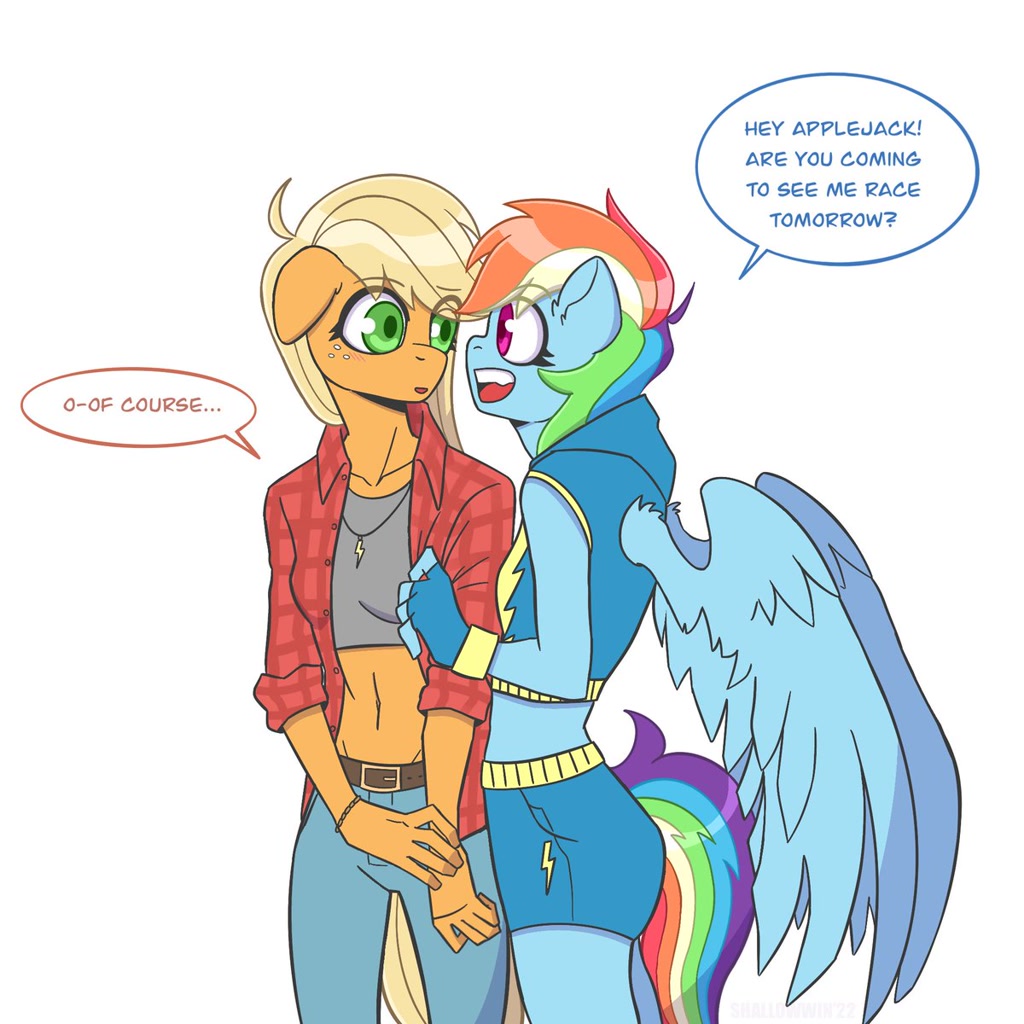 3169485 Safe Artistshallowwin Derpibooru Import Applejack Rainbow Dash Anthro Earth 3489