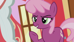 Size: 1280x720 | Tagged: safe, derpibooru import, screencap, cheerilee, earth pony, pony, crusaders of the lost mark, season 5, barehoof, female, implied diamond tiara, mare, raised hoof, raised leg, smiling, smug, solo, underhoof