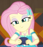 Size: 141x155 | Tagged: safe, derpibooru import, screencap, fluttershy, human, equestria girls, equestria girls series, game stream, spoiler:eqg series (season 2), cropped, gamershy, picture for breezies, smug, smugshy, solo