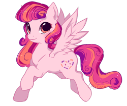 Size: 1064x895 | Tagged: safe, artist:serasugee, derpibooru import, oc, oc only, oc:fuzzy feelings, pegasus, pony, curly hair, cute, female, looking at you, orange eyes, pink, pink coat, simple background, solo, transparent background
