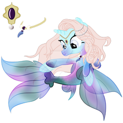 Size: 1920x1920 | Tagged: safe, artist:icydreamarts, derpibooru import, oc, oc only, alicorn, seapony (g4), base used, dorsal fin, female, fin wings, fins, fish tail, flowing mane, flowing tail, horn, jewelry, mare, necklace, pearl necklace, seaponified, simple background, smiling, solo, species swap, tail, transparent background, wings