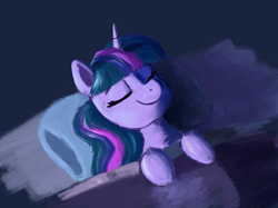 Size: 2732x2048 | Tagged: safe, artist:phutashi, derpibooru import, twilight sparkle, unicorn twilight, pony, unicorn, atg 2022, bed, cute, eyes closed, female, lying down, mare, newbie artist training grounds, on back, sleeping, smiling, solo, twiabetes