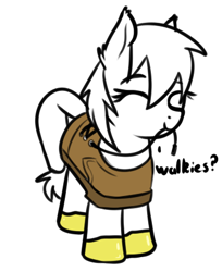 Size: 382x468 | Tagged: safe, artist:neuro, derpibooru import, oc, oc only, earth pony, pony, caparison, clothes, cute, eyes closed, female, filly, foal, mouth hold, ocbetes, shoes, smiling, solo