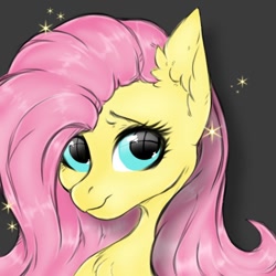 Size: 768x768 | Tagged: safe, artist:kekadrakeka, derpibooru import, fluttershy, pony, bust, solo, sparkles