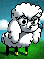 Size: 3096x4128 | Tagged: safe, artist:greatspacebeaver, derpibooru import, oc, oc:prey, lamb, sheep, fanfic:prey and a lamb, fanfic art, ribbon, surprised