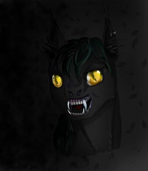 Size: 515x594 | Tagged: safe, artist:lambs prey, derpibooru import, oc, oc:dusky gloom, bat pony, fanfic:prey and a lamb, fanfic art, fangs, slit eyes