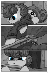 Size: 1200x1830 | Tagged: safe, artist:calilixy, derpibooru import, oc, oc:batlatoya, pegasus, pony, fallout equestria, fallout, female, mare, monochrome, pegasus oc, solo