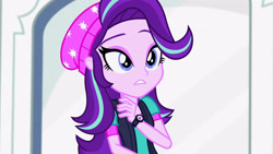 Size: 3410x1920 | Tagged: safe, derpibooru import, screencap, starlight glimmer, equestria girls, mirror magic, spoiler:eqg specials, beanie, female, hat, high res, solo, statue