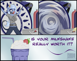 Size: 1200x950 | Tagged: safe, artist:virenth, derpibooru import, oc, oc only, oc:hester, anthro, minotaur, anthro oc, ballgag, bondage, comic, female, gag, inanimate tf, milkshake, minotaur oc, solo, transformation