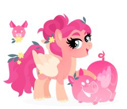 Size: 1024x878 | Tagged: safe, artist:kabuvee, derpibooru import, oc, pegasus, pig, pony, female, mare, simple background, solo, transparent background