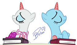 Size: 1182x689 | Tagged: safe, artist:brush-prism, derpibooru import, oc, oc only, alicorn, pony, alicorn oc, base, book, duo, eyelashes, frown, horn, signature, simple background, transparent background, wings