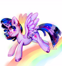 Size: 3500x3700 | Tagged: safe, artist:dragonfruitbubble, derpibooru import, twilight sparkle, twilight sparkle (alicorn), alicorn, g4, cute, rainbow, simple background, solo, sparkles, white background