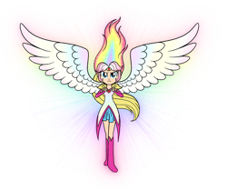 Size: 1280x1075 | Tagged: safe, artist:melspyrose, derpibooru import, megan williams, human, anime, multicolored hair, rainbow hair, simple background, solo, transparent background, wings