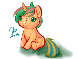 Size: 640x480 | Tagged: safe, artist:bythebrink, artist:littlegenius13, derpibooru import, oc, oc only, pony, unicorn, 2014, plushie, simple background, sitting, solo, transparent background