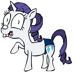 Size: 711x697 | Tagged: safe, artist:corwin, derpibooru import, rarity, pony, unicorn, bucktooth, clothes, female, hillbilly, shorts, simple background, solo, white background