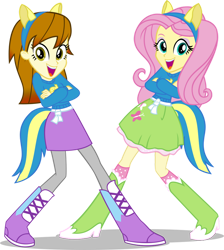 Size: 846x945 | Tagged: safe, artist:deathnyan, derpibooru import, fluttershy, oc, equestria girls, simple background, solo, transparent background